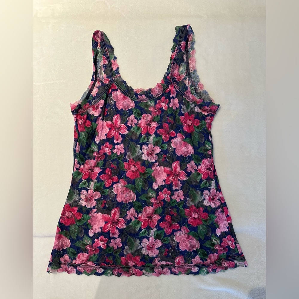 Hanky Panky - women’s L - floral stretch lace sheer cami/tank - new